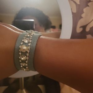 Denim and rhinestone bracelet!!